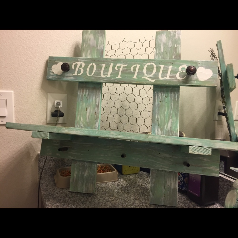 Handmade antique barn wood jewelry shelf